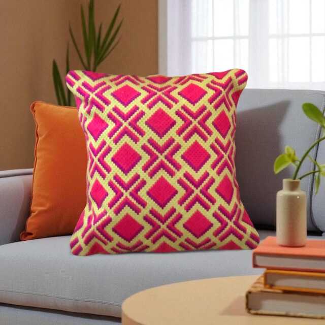 Contemporary Geometric Design Needlepoint Cushion, Bargello Decorative Pillow, Gift For The Home - image 1
