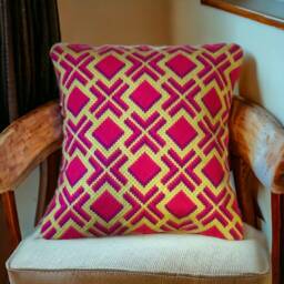 Contemporary Geometric Design Needlepoint Cushion, Bargello Decorative Pillow, Gift For The Home - thumbnail 3