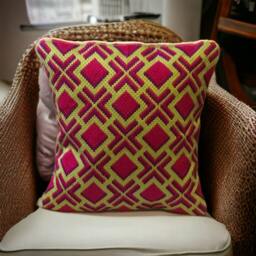 Contemporary Geometric Design Needlepoint Cushion, Bargello Decorative Pillow, Gift For The Home - thumbnail 2