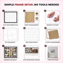 Multi Picture Frame - Family Photo Collage in Classic Style - Available Different Sizes & Colors - thumbnail 3