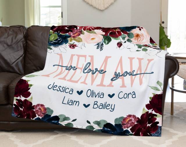 Personalized Christmas Gift For Mom, Grandparents Blanket From Grandkids, Mom Present, Grandma - image 1