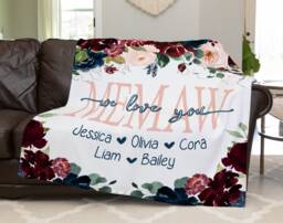 Personalized Christmas Gift For Mom, Grandparents Blanket From Grandkids, Mom Present, Grandma