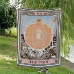 Tarot Card Tapestry - The Star Xvi Woven Blanket - Celestial Witchy Wall Decor - thumbnail 2