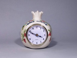 Desk Clock Table White Ceramic Pomegranate Ceramic Personalized Retro Vintage Style Handmade Shelf