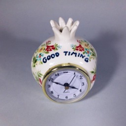Desk Clock Table White Ceramic Pomegranate Ceramic Personalized Retro Vintage Style Handmade Shelf - thumbnail 2