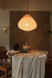 Louis Off White Linen Pendant Light Shade - Pear Shape Lampshade Handmade - thumbnail 1