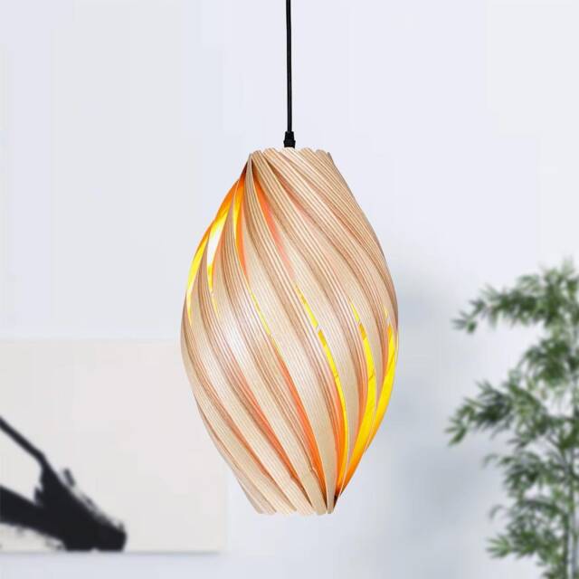 Large Hanging Lamp Made Of Olive Ash Wood. Handmade Wooden From Cologne Studio - image 1