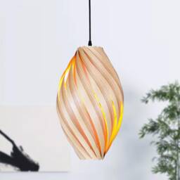 Large Hanging Lamp Made Of Olive Ash Wood. Handmade Wooden From Cologne Studio - thumbnail 1