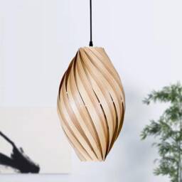 Large Hanging Lamp Made Of Olive Ash Wood. Handmade Wooden From Cologne Studio - thumbnail 2
