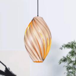 Large Hanging Lamp Made Of Olive Ash Wood. Handmade Wooden From Cologne Studio - thumbnail 3