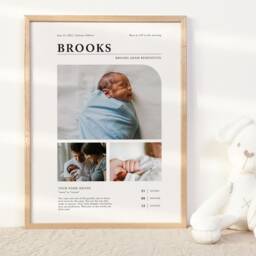 Newborn Birth Stats Modern Magazine Art Print - Poster, New Baby Mom Personalized Gift, Announcement Custom Nursery - thumbnail 2