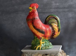 Ceramic Rooster, Garden Decoration, Home Decor, Gift For Mom, Outdoor Farm Animals, Handmade Figurines, Art, Painted