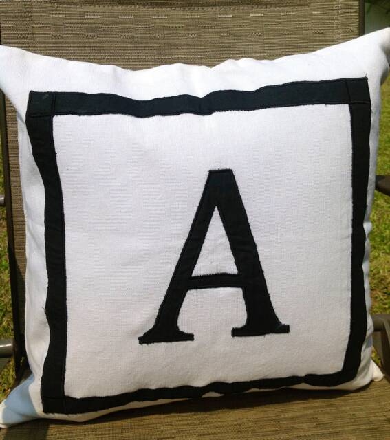 White Euro Personalized Letter Throw Pillows, Cushion Cover, Cute Decorative Pillow Cover - image 1
