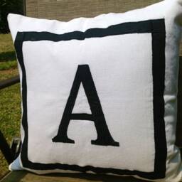 White Euro Personalized Letter Throw Pillows, Cushion Cover, Cute Decorative Pillow Cover - thumbnail 2