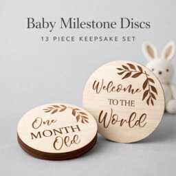 Wooden Baby Milestone Discs - First Year Monthly Photo Prop Keepsake Set