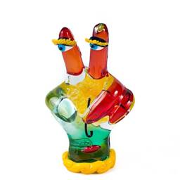 Murano Glass Victory Sign Sculpture Abstract Art, Handmade in Italy