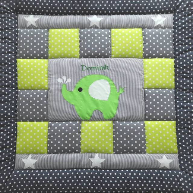 Baby Blanket, Quilt, Patchwork Crawling Children's Blanket Elephant - image 1