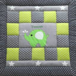 Baby Blanket, Quilt, Patchwork Crawling Children's Blanket Elephant