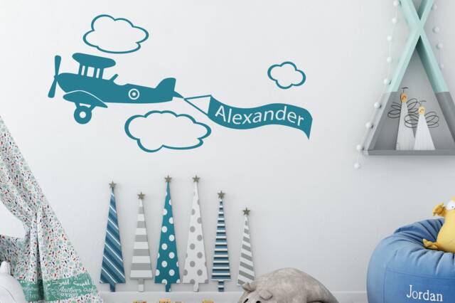 Airplane Name Wall Decal Custom Nursery Decor - image 1