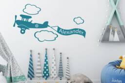 Airplane Name Wall Decal Custom Nursery Decor - thumbnail 1