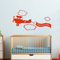 Airplane Name Wall Decal Custom Nursery Decor - thumbnail 2