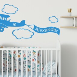 Airplane Name Wall Decal Custom Nursery Decor - thumbnail 3