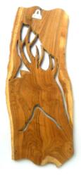 "Wood Carving Deer Head Natural Teak Hand Carved Wall Hanging Art Home Decor/Handmade Gift 23"" X 9.5" - thumbnail 4