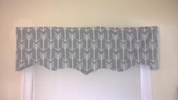 Arrow Print Valance, Scalloped Cotton Window Valance