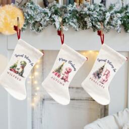 Personalized Santa Sack, Dinosaur Christmas Stocking, Toy Sack Name & Initial, Gift Bag, Xmas Gift For Baby - thumbnail 2
