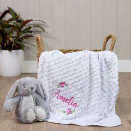 Personalised Baby Swaddle Wrap, Gold Geometric Floral Frame, Pink Blue Grey Or White, Soft & Fluffy - thumbnail 3