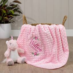 Personalised Baby Swaddle Wrap, Gold Geometric Floral Frame, Pink Blue Grey Or White, Soft & Fluffy - thumbnail 4