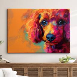Colorful Poodle Abstract Dog Pet Art Oil Painting Framed Poster Print & Canvas Wall Living Home Decor Interior Gift - thumbnail 1