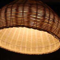 Bleaching White Rattan Pendant Light, Rustic Ceiling Lighting, Bell Shaped Lampshade Width 18.5 - thumbnail 3