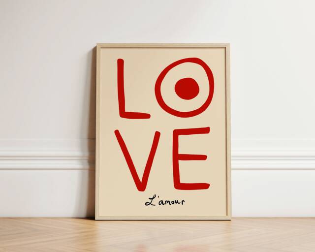 Love Print, Trendy Wall Art, Abstract Type Living Room Poster, Gallery Typography A1, A2, A3, Unframed - image 1