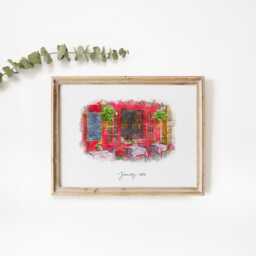 First Date Venue Watercolour Painting, Digital Illustration, Personalised Where We Met Sketch, Valentines Day Couple Gift, Birthday Present - thumbnail 2