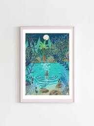 Wild Swimming Summer Solstice Art Print - Cold Water Therapy Swimming Skinny Dipping - thumbnail 1