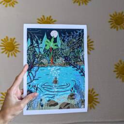 Wild Swimming Summer Solstice Art Print - Cold Water Therapy Swimming Skinny Dipping - thumbnail 2