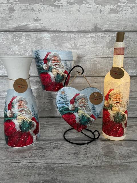 Santa Decorations, Christmas Tree, Xmas Vase, Light Up Bottle, Slate Heart, Plant Pot, Xmas Decs - image 1