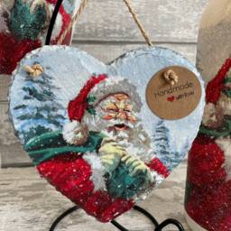 Santa Decorations, Christmas Tree, Xmas Vase, Light Up Bottle, Slate Heart, Plant Pot, Xmas Decs - thumbnail 2