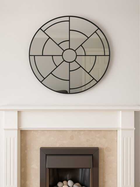 Art Deco Mirror, Round Mirror, Circle Bathroom Industrial Overmantle Mirror - image 1