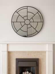Art Deco Mirror, Round Mirror, Circle Bathroom Industrial Overmantle Mirror