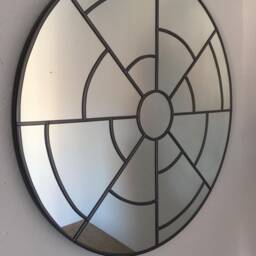Art Deco Mirror, Round Mirror, Circle Bathroom Industrial Overmantle Mirror - thumbnail 4