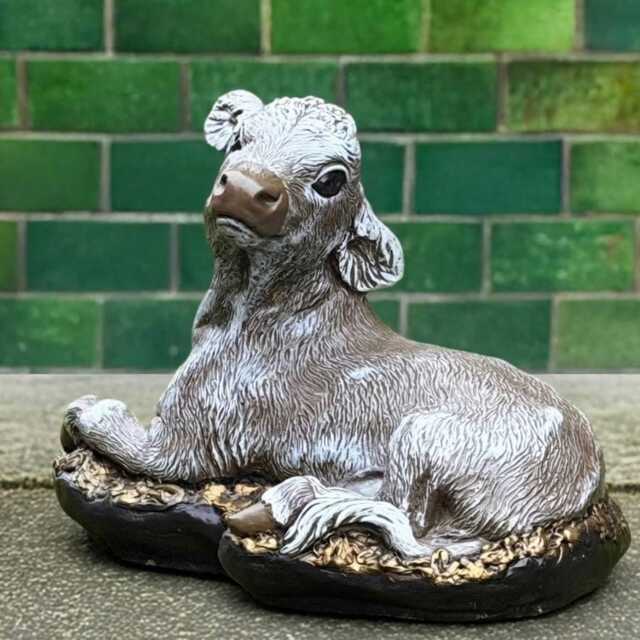 Cement Realistic Calf Figure Handmade Garden Statue Concrete Patio Cow Decor Stone Lawn Animal Sculpture Outdoor Ornament Yard Art - image 1