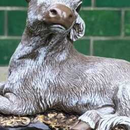 Cement Realistic Calf Figure Handmade Garden Statue Concrete Patio Cow Decor Stone Lawn Animal Sculpture Outdoor Ornament Yard Art - thumbnail 2