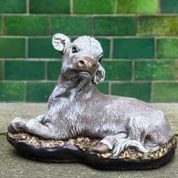 Cement Realistic Calf Figure Handmade Garden Statue Concrete Patio Cow Decor Stone Lawn Animal Sculpture Outdoor Ornament Yard Art - thumbnail 4