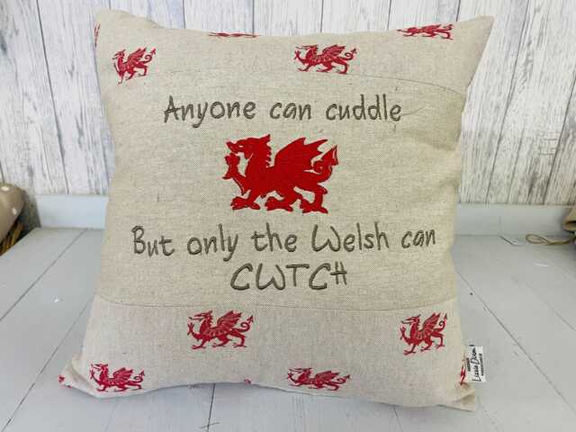 Anyone Can Cuddle But Only The Welsh Cwtch - Dragon Cushion - image 1