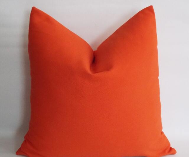 Solid Orange Cotton Canvas Pillow Cover Decorative Throw - image 1