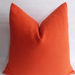 Solid Orange Cotton Canvas Pillow Cover Decorative Throw - thumbnail 4