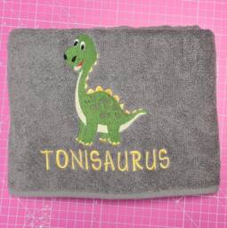 Personalised Dinosaur Towel/Childrens Gift Hand Bath Sheet Time New Baby - thumbnail 1