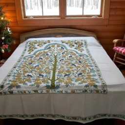 Embroidered King Bedspread Floral Tree Bedding With Pillow Cases - thumbnail 2